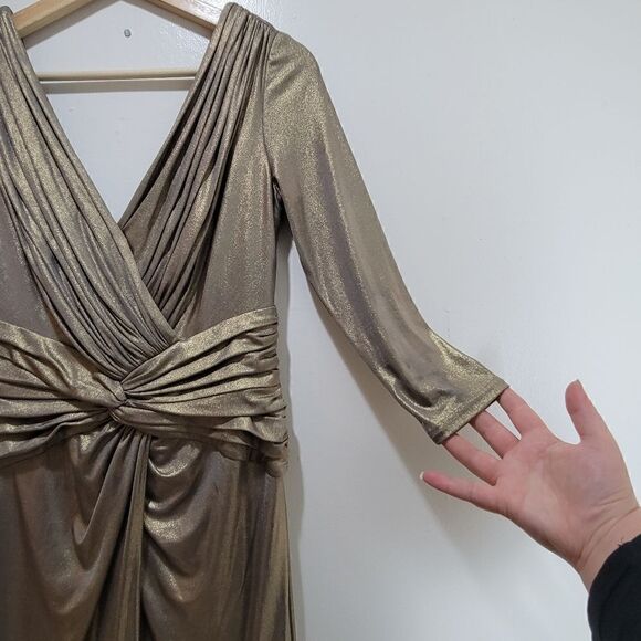 Tadashi Shoji Antique Gold Lamé Gown - Picture 5 of 16